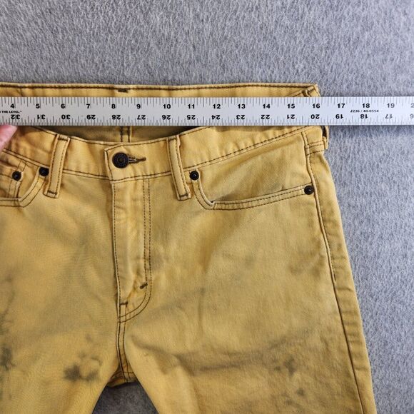 Levis 513 Jeans Mens 31X30 Yellow Distressed Tie Dye Slim Straight Stretch Denim - Picture 12 of 16